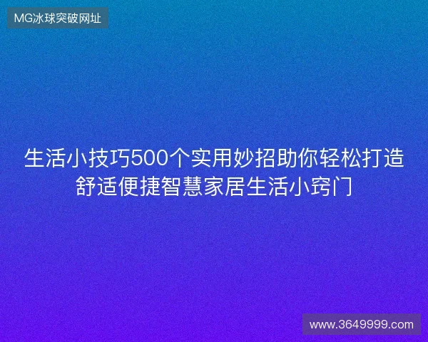 生活小技巧500个实用妙招助你轻松打造舒适便捷智慧家居生活小窍门